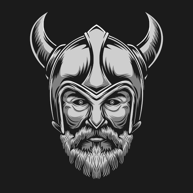 Cabeza vikinga aislada en negro