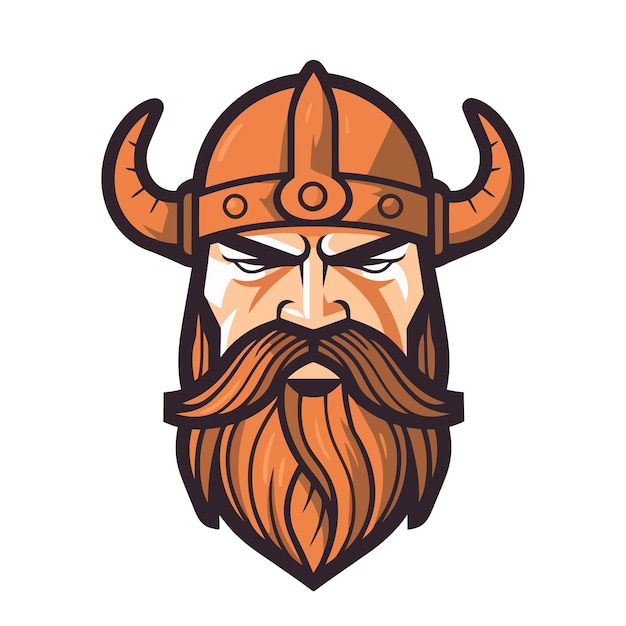 Cabeza vikinga en casco diseño del logotipo del guerrero vikingo ilustración vectorial