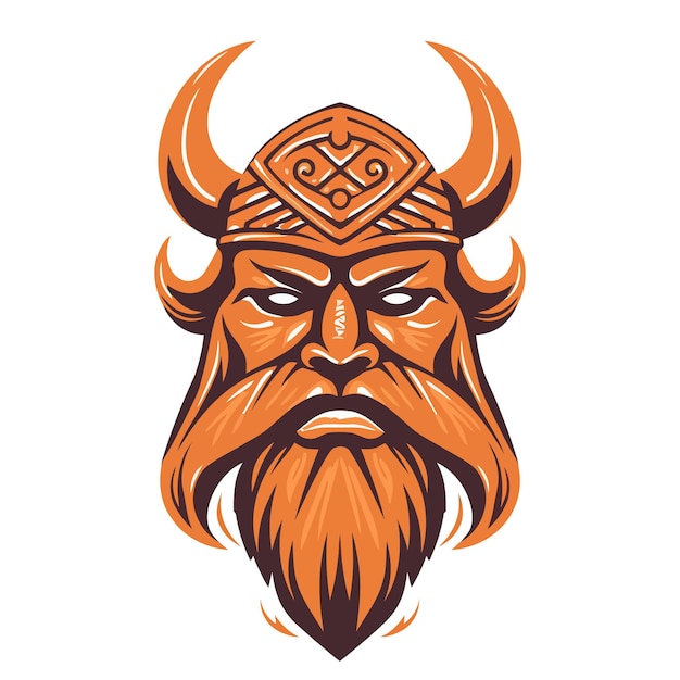 Cabeza vikinga en casco Diseño de logotipo de guerrero vikingo Ilustración vectorial