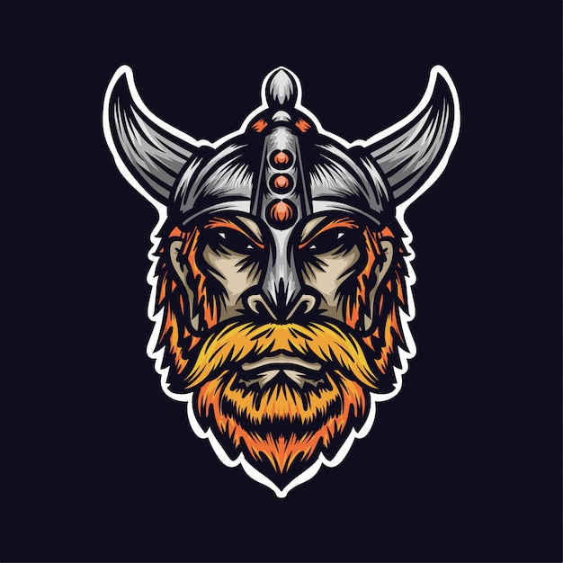 Cabeza de vikingo dibujado a mano ilustración