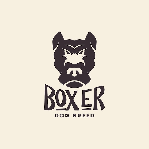 Cabeza vintage perro boxeador logo diseño vector gráfico símbolo icono ilustración idea creativa
