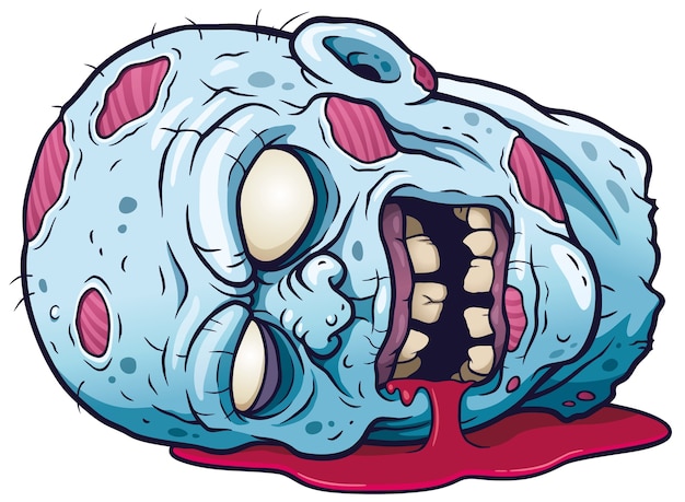 Cabeza de zombie de dibujos animados