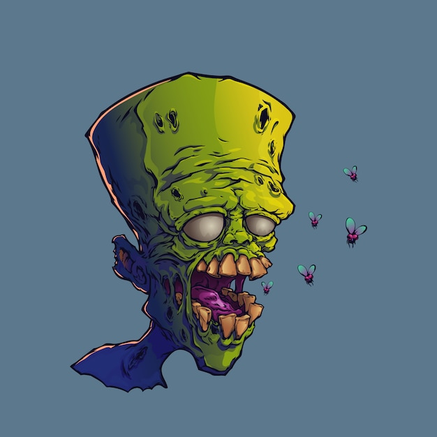 Cabeza de zombie de dibujos animados