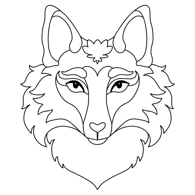 Cabeza de zorro para colorear plantilla vector ilustración