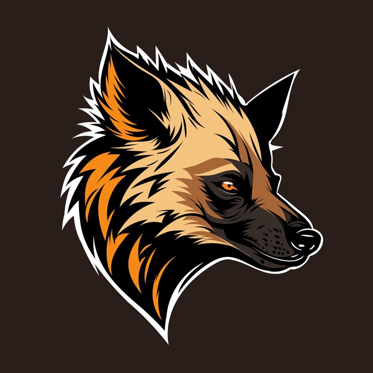 Cabeza de zorro con fondo negro y cabeza amarilla y naranja.