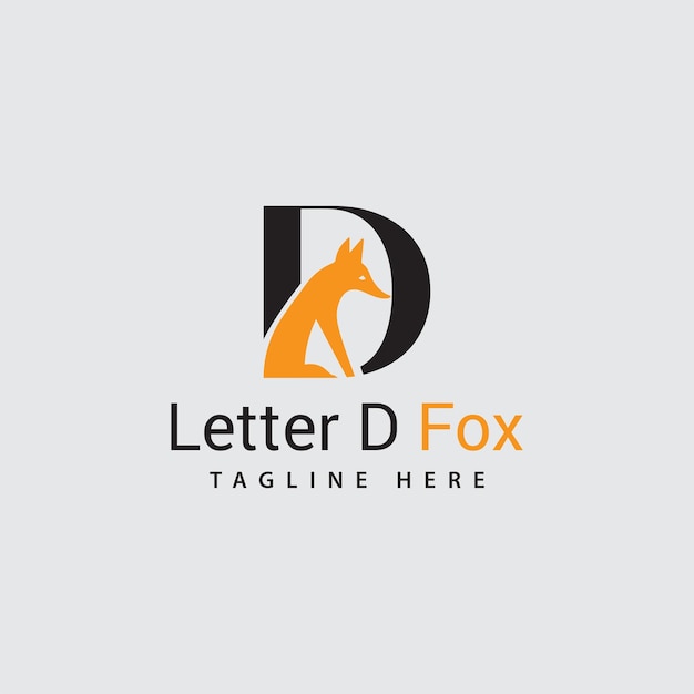 Cabeza de zorro con la letra D plantilla vectorial de logotipo de combinación creativa