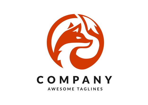 Cabeza de zorro naranja con el logotipo del círculo