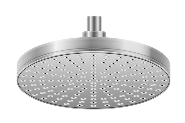 Cabezal de ducha de metal cromado para ilustración de vector de baño aislado sobre fondo blanco