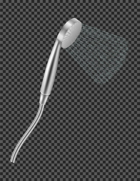 Cabezal de ducha de metal cromado para ilustración de vector de baño aislado sobre fondo transparente