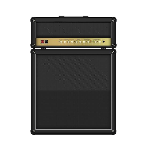 Vector cabezal y gabinete de amplificador de guitarra clásico realista