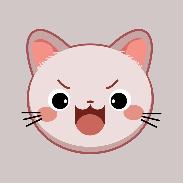 Las cabezas de los gatos son emoticones vectoriales felices.
