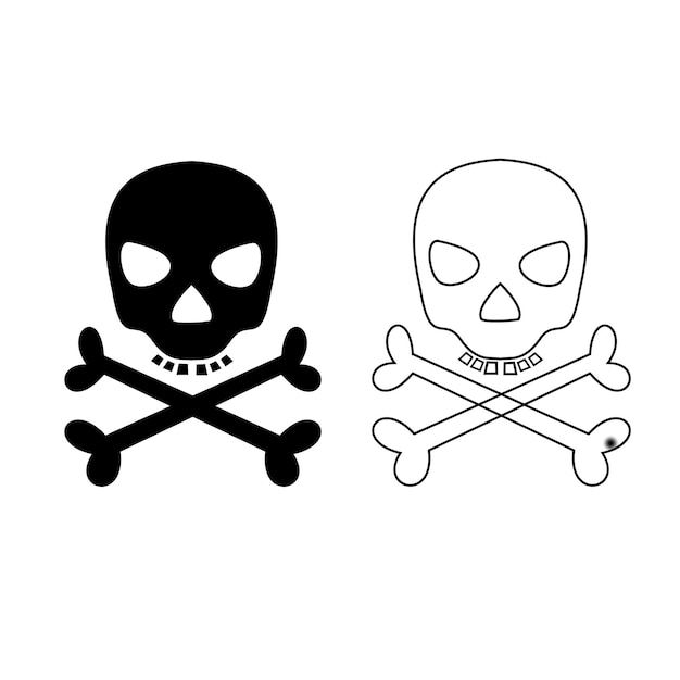 Cabezas y huesos cruzados para señales de advertencia de peligro y para conceptos de diseño