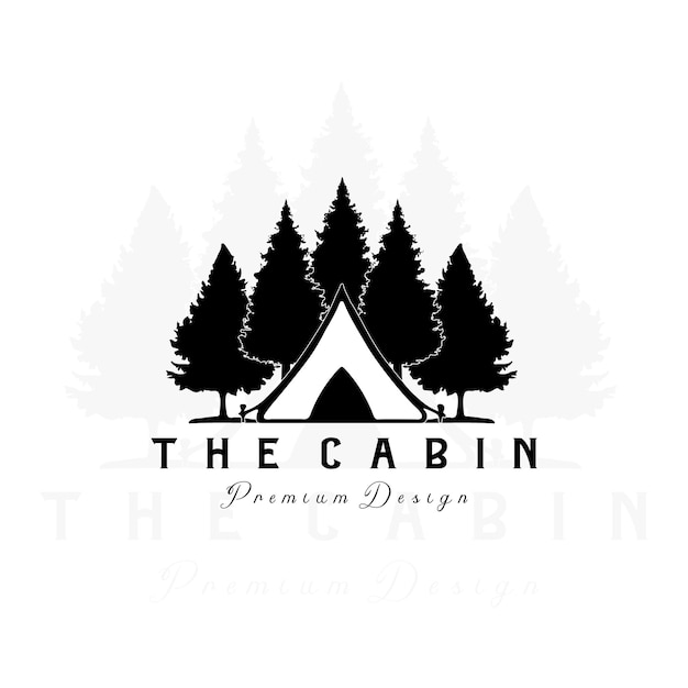 Cabina logo diseño línea arte vector ilustración diseño creativo naturaleza minimalista monoline contorno lineal simple moderno