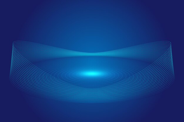 La cabina de sentido espacial con tecnología 3D se compone de líneas azules.