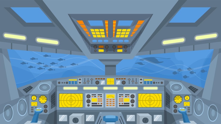 Vector cabina de submarino - escenas interiores