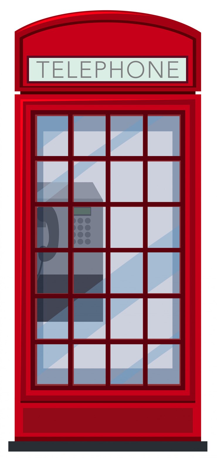 Vector una cabina telefónica roja sobre fondo blanco