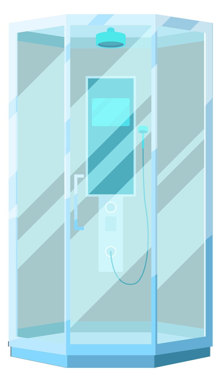Vector cabina de vidrio de ducha icono de dibujos animados de muebles de baño
