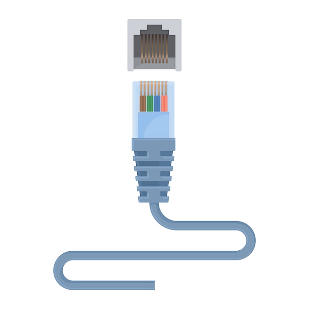 Vector cable ethernet especial compuesto por conector y cable largo.