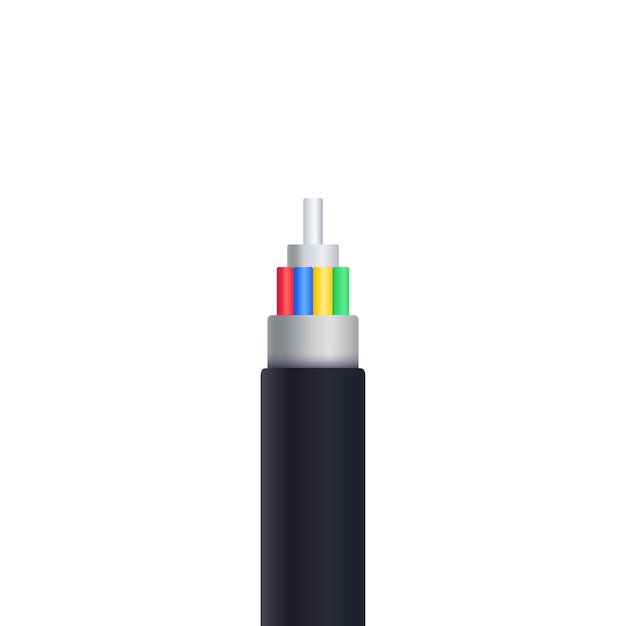 Cable de fibra óptica aislado en ilustración vectorial blanca