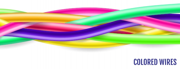 Cables de colores Fondo de tecnología.