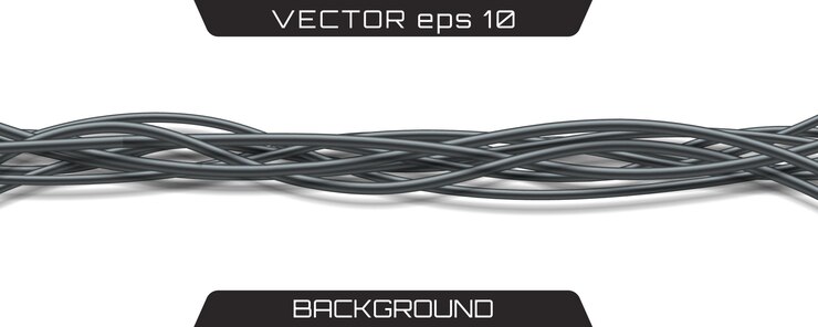 Vector cables electricos. cables industriales grises realistas.
