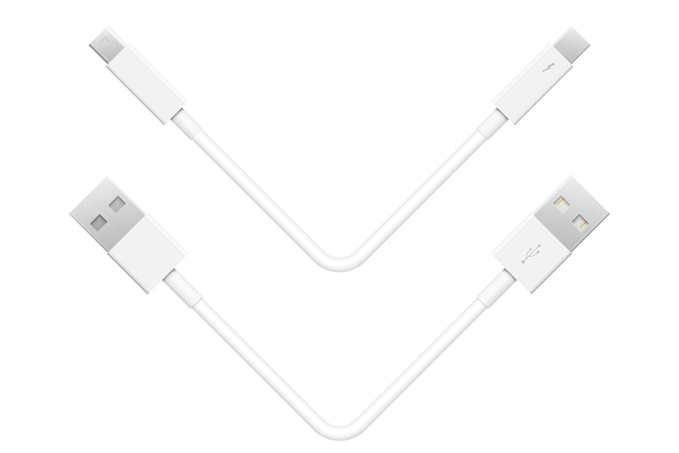cables de interfaz de periféricos externos aislados en el vector de fondo blanco PCI Express Display Port