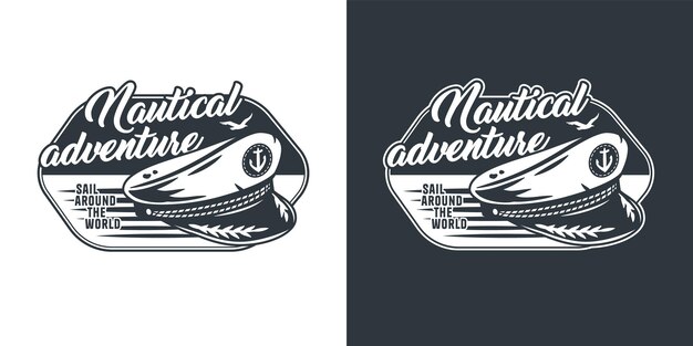 Cabo del capitán emblema náutico marino mar o océano