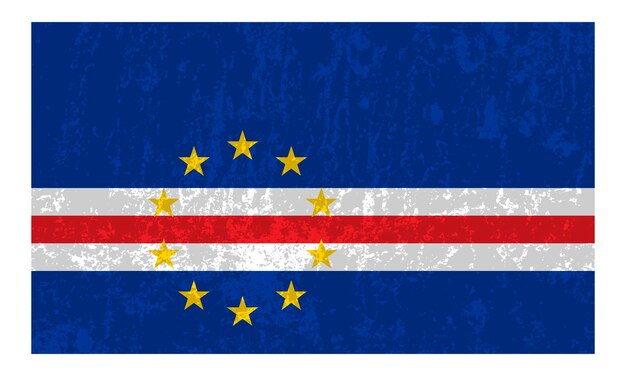 Cabo Verde grunge bandera colores oficiales y proporción ilustración vectorial