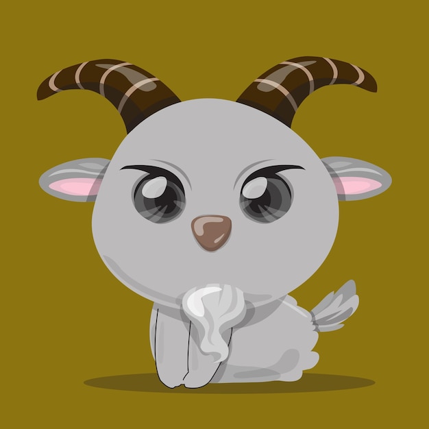 Cabra, uno de los animales del zodíaco chino, que representa el año específico dibujado lindamente con ojos brillantes