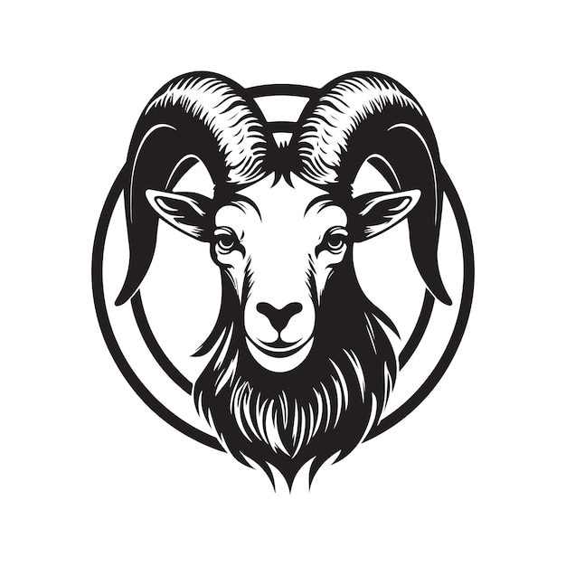 Cabra mascota vintage logo línea arte concepto blanco y negro color dibujado a mano ilustración