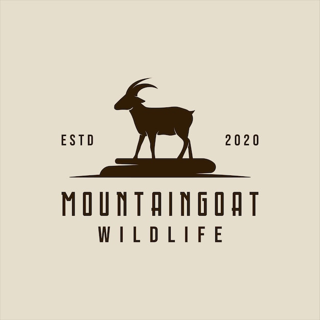 Cabra de montaña logotipo vintage vector ilustración plantilla icono diseño gráfico animal en la vida silvestre signo o símbolo para el concepto de rancho de ganado