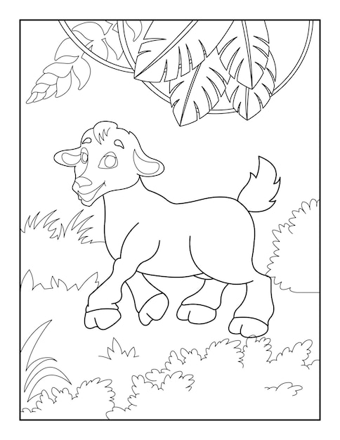 Cabra página para colorear para niños libro de cabra para colorear para relajarse y meditar