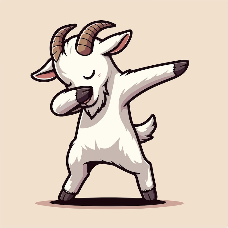 Vector cabra vectorial con pose de dabbing diseño de dibujos animados simple y minimalista