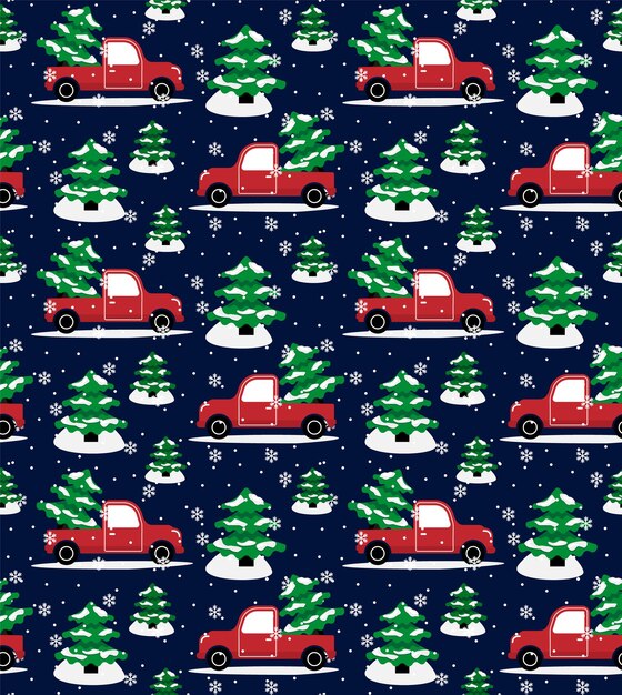 Cabriolet de patrones sin fisuras de Navidad con árbol de Navidad eps 10