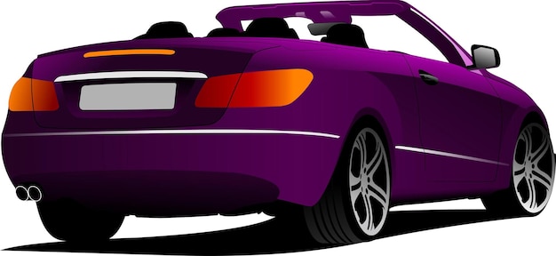 Cabriolet púrpura en la carretera Ilustración vectorial
