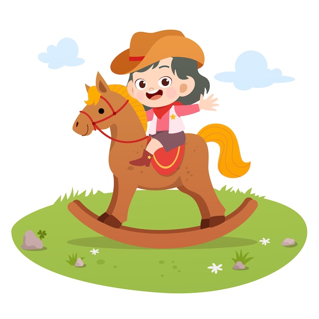 Cabrito que monta el ejemplo del vector del caballo aislado