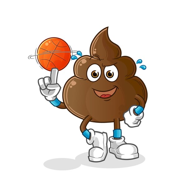 La caca jugando a la mascota de baloncesto. dibujos animados