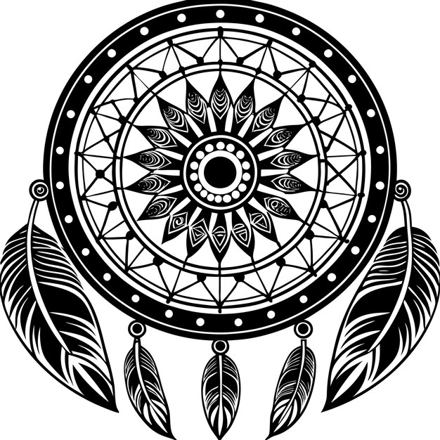 Caçador de sueños silueta vector negro