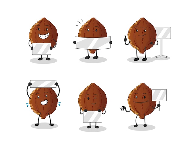 Cacao con carácter de grupo de tablero. mascota vectorial