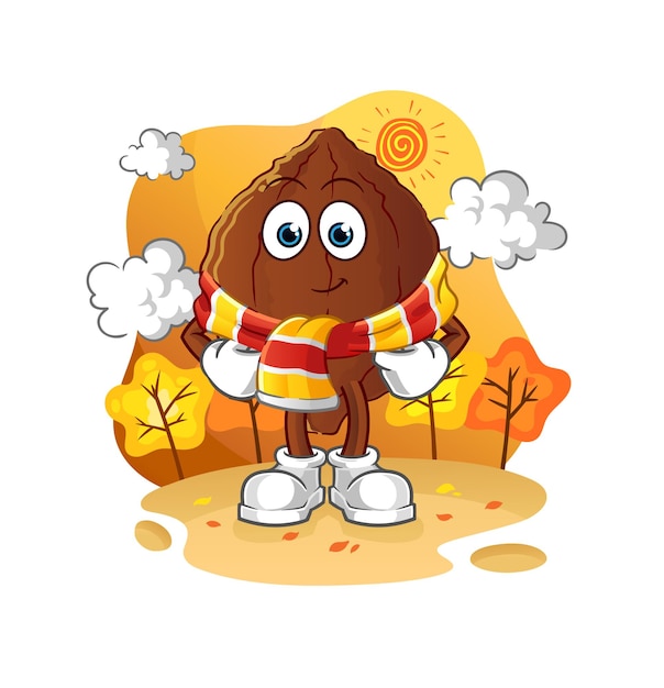 Cacao en otoño. vector de mascota de dibujos animados