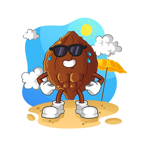 Cacao tomando el sol en vector de caracteres de verano