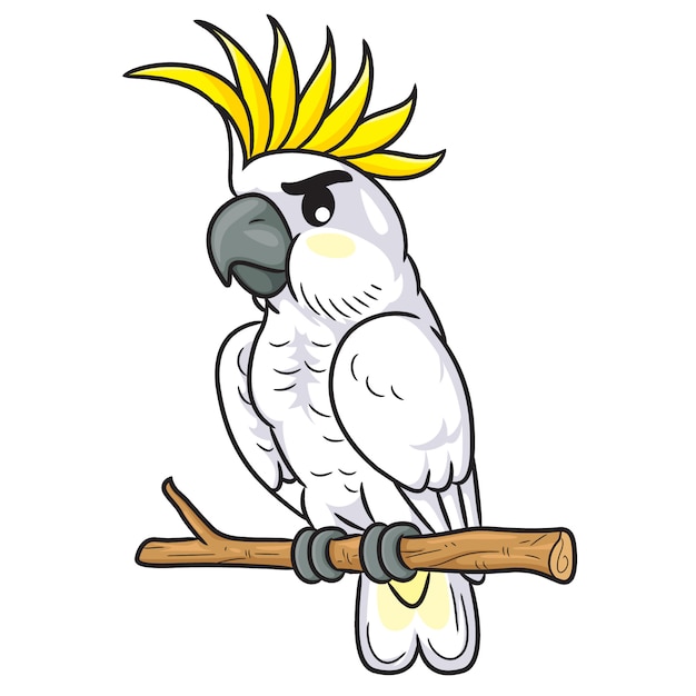 Cacatúa blanca de dibujos animados