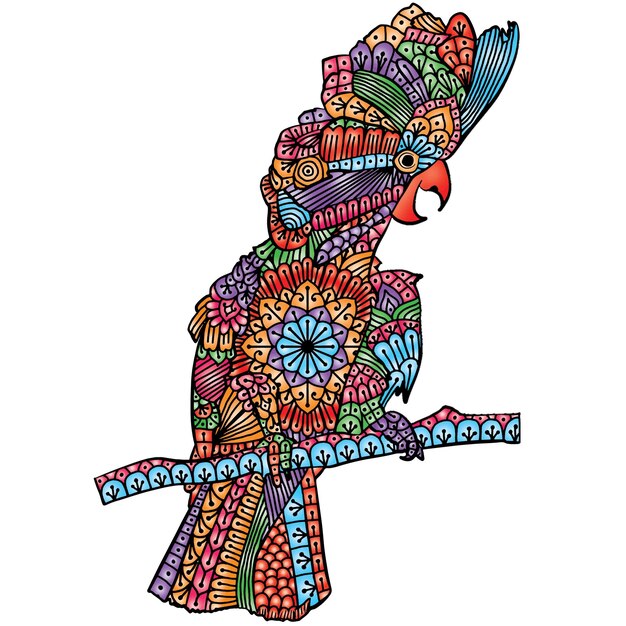 cacatúas mandala página para colorear para adultos libros para colorear. Animal Mandala Página Para Colorear Para Adultos