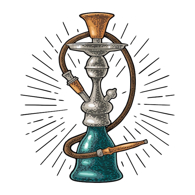 Cachimba con rayos Vector vintage grabado color ilustración aislado en blanco