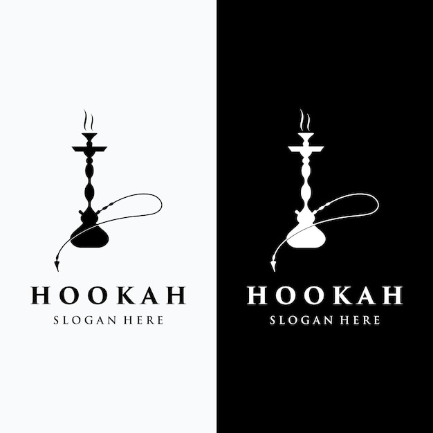 Cachimba vintage aislada shisha o pipa de agua Diseño de logotipo para club bar cafetería y tienda