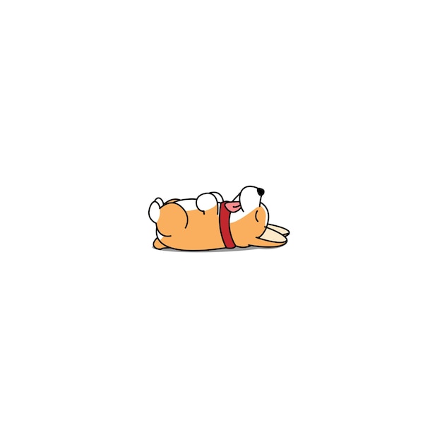 Cachorro de Corgi galés perezosa en icono de espalda