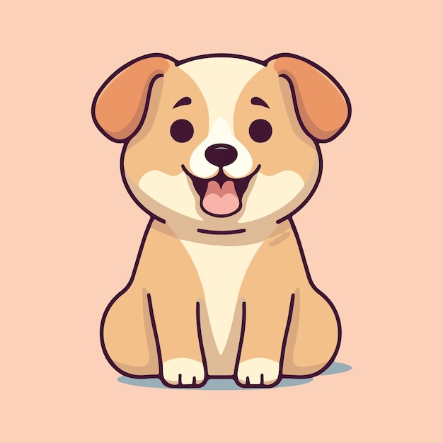 Cachorro de dibujos animados para los amantes de los cachorros retrato de una linda ilustración vectorial de perro al estilo de amarillo claro