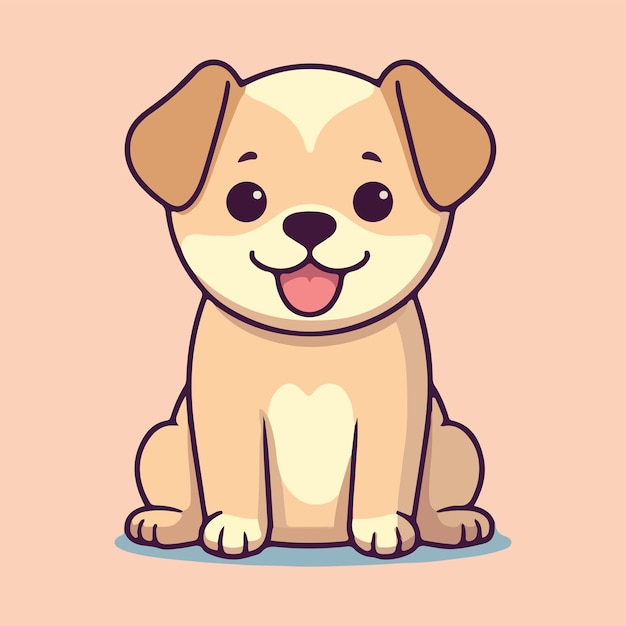 Cachorro de dibujos animados para los amantes de los cachorros retrato de una linda ilustración vectorial de perro al estilo de amarillo claro