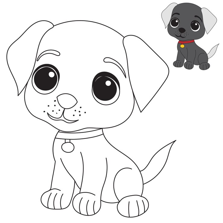 Vector cachorro de dibujos animados para colorear libro para niños aislado