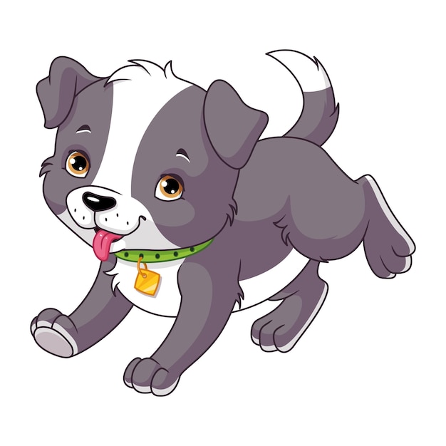 Vector cachorro feliz corriendo ilustración vectorial de dibujos animados